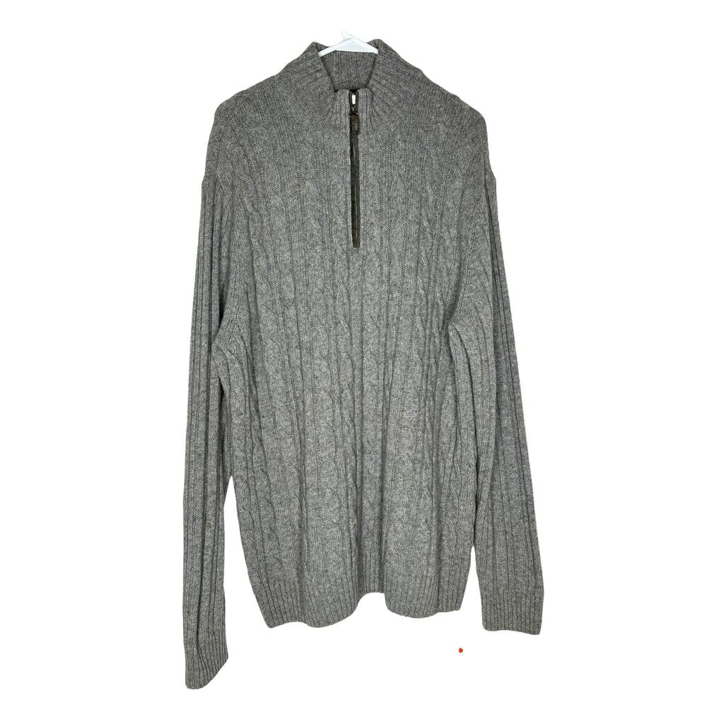 Daniele Blasi Men's Cable Knit Sweater in Gray Wool Blend 1/4 Zipper Size XXL